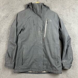 LL Bean TEK DownTek Hooded Jacket Mens Small Regular Grey Waterproof Down 501837